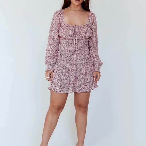 Princess Polly Carrillo Dress Shirred Waist Sheer Long Sleeves Ruffle Skirt Sz 4 - Picture 16 of 16